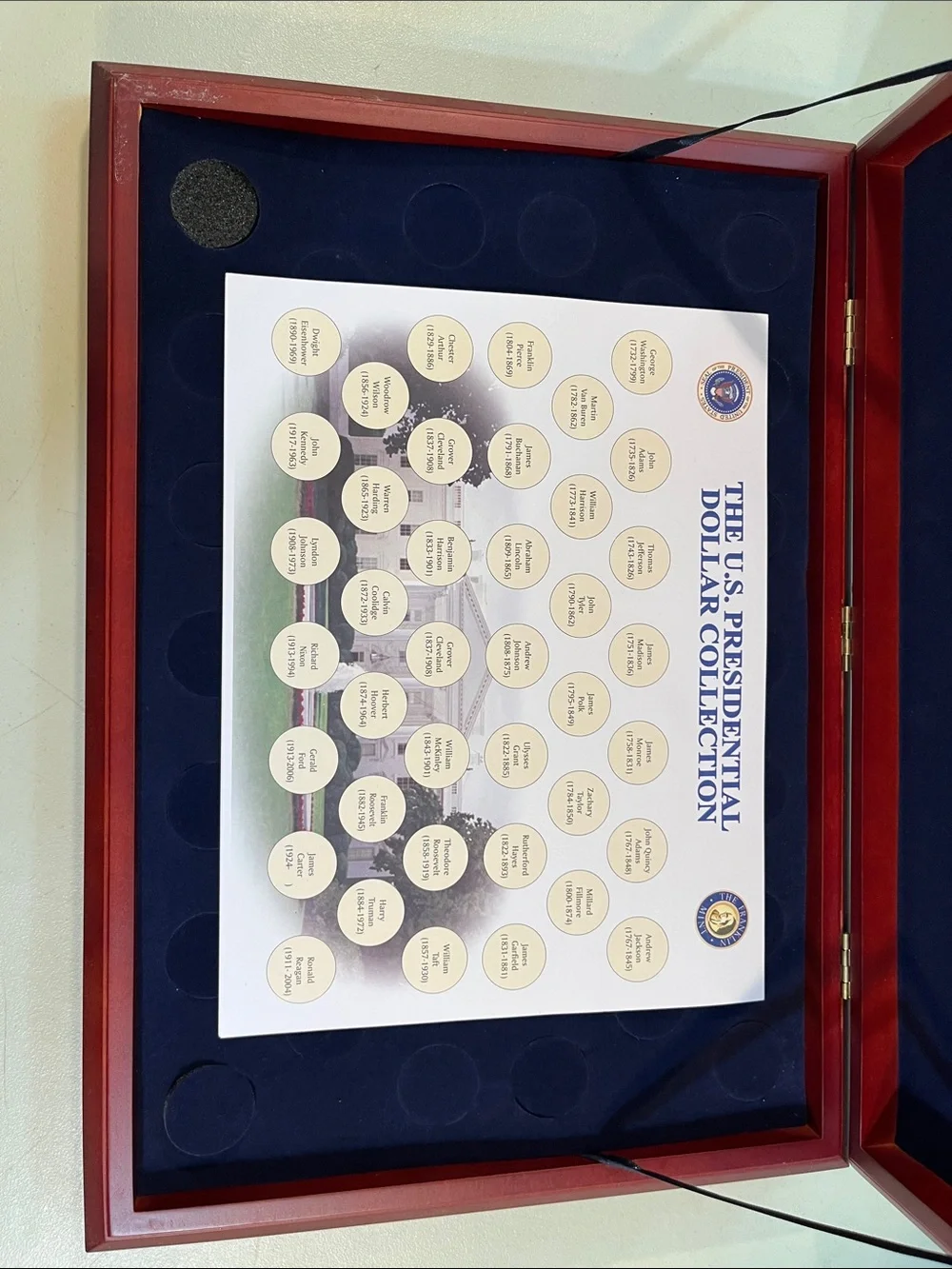 Presidential Coin Collection Display Case - Navy Blue and Red